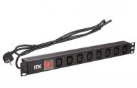 ITK PH12-8C131 PDU 8 розеток C13 с LED выкл,1U, шнур 2м вилка нем.ст