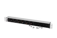 Rem R-10-6S-5C13-I-440-Z Блок розеток Rem-10 для 19" шкафов, горизонтальный, с индикатором, 6хSсhuko + 5хIEC 60320 C13, алюминиевый корпус, 10А, 250В, вход питания - IEC 60320 C14 (без кабеля питания), 45х484х45мм (ВхШхГ)
