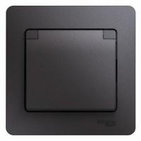 Systeme Electric GSL001346 Glossa Розетка с зазем. со шторками с крышкой,IP20,16А, 250В, в сборе,графит