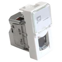 LANMASTER LAN-SIP-22S5E-WH Вставка Mosaic 22.5x45, RJ-45 STP, кат.5e, со шторкой и увеличенным окном маркировки, белая