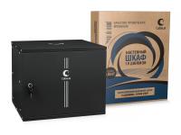 Cabeus WSC-05D-9U55/45m-BK Шкаф телекоммуникационный настенный 19" 9U, серия LIGHT разборный, дверь металл, цвет черный
