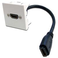 LANMASTER LAN-SIP-23HDMI-WH Вставка Mosaic 45x45 с адаптером HDMI с удлинителем, мама-мама, белая