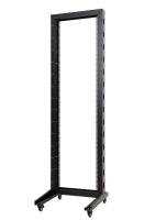 TWT TWT-RACK1-42U-BK Стойка открытая 19", однорамная, 42U, высота 2007 мм, ширина 600 мм, на роликах, статическая нагрузка - 150 кг, цвет черный