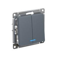 Systeme Electric ATN000753 AtlasDesign 2-клавишный выключатель с подсветкой, сх.5а, 10АХ, механизм, грифель