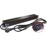 TWT TWT-PDU-16A8C9L-3.0 Блок розеток 19" 8 шт. C19 с фиксатором вилки, 16A 250V, шнур питания 3.0 м