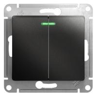 Systeme Electric GSL000753 Glossa 2-клавишный выключатель с подсветкой, сх.5а, 10АХ, механизм, антрацит