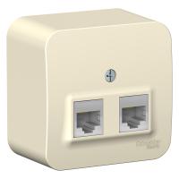 Systeme Electric BLNIA045452 Blanca открытой установки розетка двойная компьютерная RJ45, кат.5E, изол.пл.,молочный