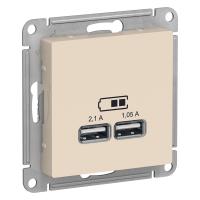 Systeme Electric ATN000233 AtlasDesign USB Розетка A+A, 5В/2,1 А, 2х5В/1,05 А, механизм, бежевый