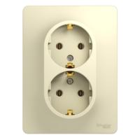 Systeme Electric GSL000224 Glossa Розетка двойная с заземлением, 16А, в сборе, бежевый