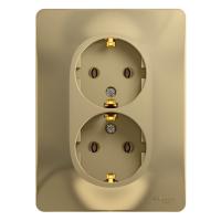 Systeme Electric GSL000424 Glossa Розетка двойная с заземлением, 16А, в сборе, титан