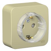 Systeme Electric BLNRA111117 Blanca открытой установки розетка с заземл. со шторк., (компакт) изол.пл 16А, 250В, бежевый