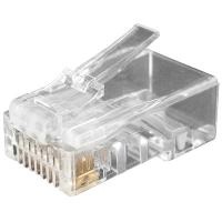 Hyperline PLUG-8P8C-U-C6-100 Разъем RJ-45(8P8C) под витую пару, категория 6 (50 µ"/ 50 микродюймов), универсальный (для одножильного и многожильного кабеля) (100 шт)