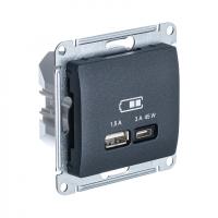 Systeme Electric GSL000729 Glossa USB Розетка А + тип-С 45Вт высокоскор.заряд. QC, PD, механизм, антрацит