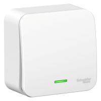 Systeme Electric BLNVA106111 Blanca открытой установки 1-клавишный переключатель (сх.6) с подсв.изол.пл,10А,250В,белый