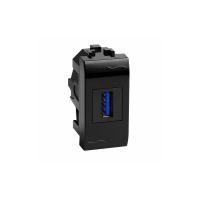 ДКС 77300N USB 3.0 розетка, Brava, черная, 1 мод.