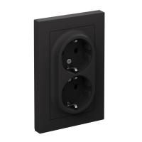 Systeme Electric ATN001026 AtlasDesign Розетка двойная с заземлением со шторками, 16А, в сборе, карбон