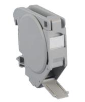 NIKOMAX NMC-MB1P-DR-GY Корпус розетки с креплением под DIN-рейку, под модули-вставки Keystone, 1 порт, 2 противопылевые крышки, откидной, серый