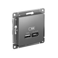 Systeme Electric ATN000929 AtlasDesign USB Розетка A + тип-C 45Вт высокоскор.заряд. QC, PD, механизм, сталь