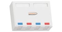 NIKOMAX NMC-MB4P-ST-WT Корпус настенной розетки, 4 порта, под модули-вставки типа Keystone, со шторками, белый