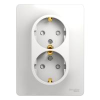 Systeme Electric GSL000126 Glossa Розетка двойная с заземлением со шторками, 16А, в сборе, белый