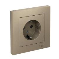 Systeme Electric ATN000544 AtlasDesign Розетка с заземлением со шторками, 16А, в сборе, шампань