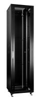 Cabeus SH-05C-47U60/100-BK Шкаф монтажный телекоммуникационный 19" напольный для распределительного и серверного оборудования 47U 600x1000x2277mm передняя стеклянная и задняя сплошная металлическая двери, ручка с замком, цвет черный (RAL 9004)