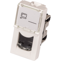 LANMASTER LAN-SIP-22U5E-WH Вставка Mosaic 22.5x45, RJ-45 UTP, кат.5e, со шторкой и увеличенным окном маркировки, белая