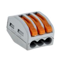 EKF plc-smk-413 Строительно-монтажная клемма СМК 222-413 с рычагом 3 отверстия 0,08-2,5(4.0)мм2 (100шт.)