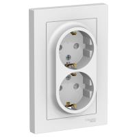 Systeme Electric ATN000126 AtlasDesign Розетка двойная с заземлением со шторками, 16А, в сборе, белый
