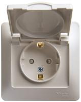Systeme Electric GSL000646 Glossa Розетка с заземлением со шторками с крышкой, в сборе,16А IP20, перламутр