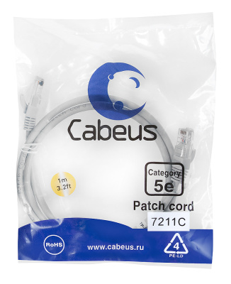 Cabeus PC-UTP-RJ45-cat.5e-1m