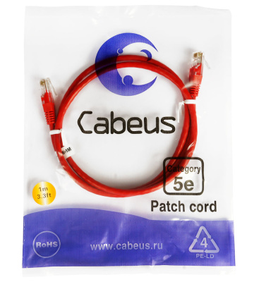 Cabeus PC-UTP-RJ45-cat.5e-1m-RD