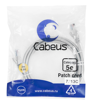 Cabeus PC-UTP-RJ45-cat.5e-2m